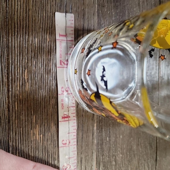 Vintage Halloween Clear Glass Witch Full Moon Bats Mug Set of 6 - Picture 6 of 11